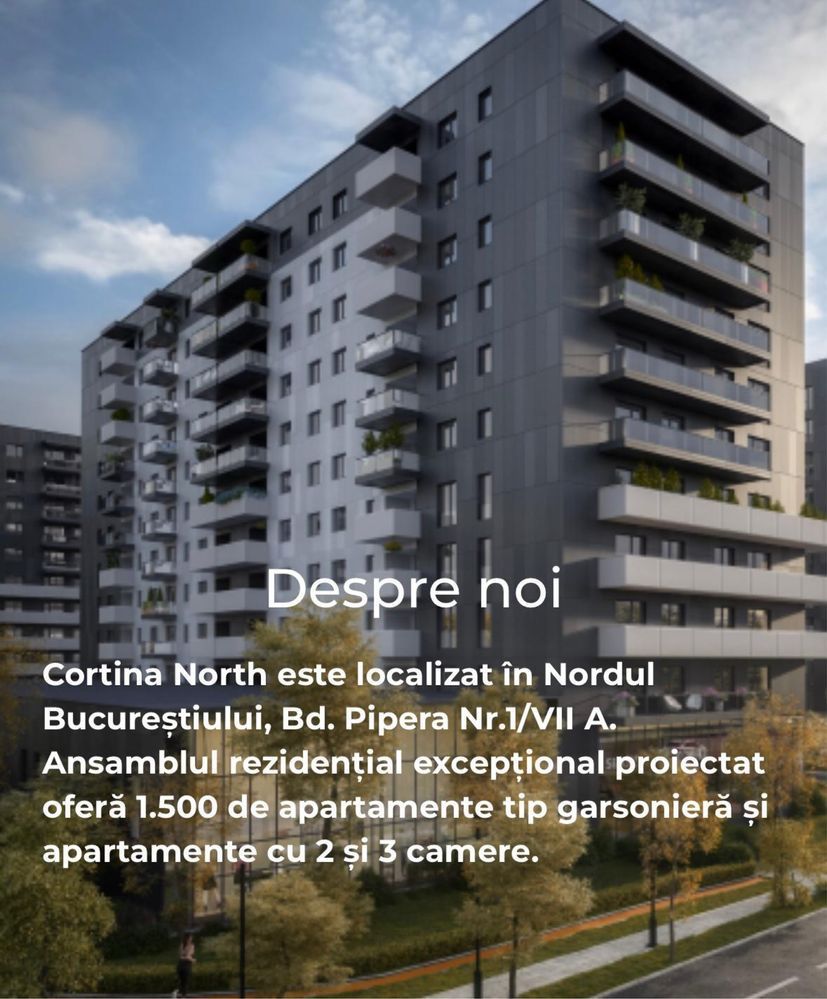 Apartament cu 3 camere in complexul rezidențial Cortina North