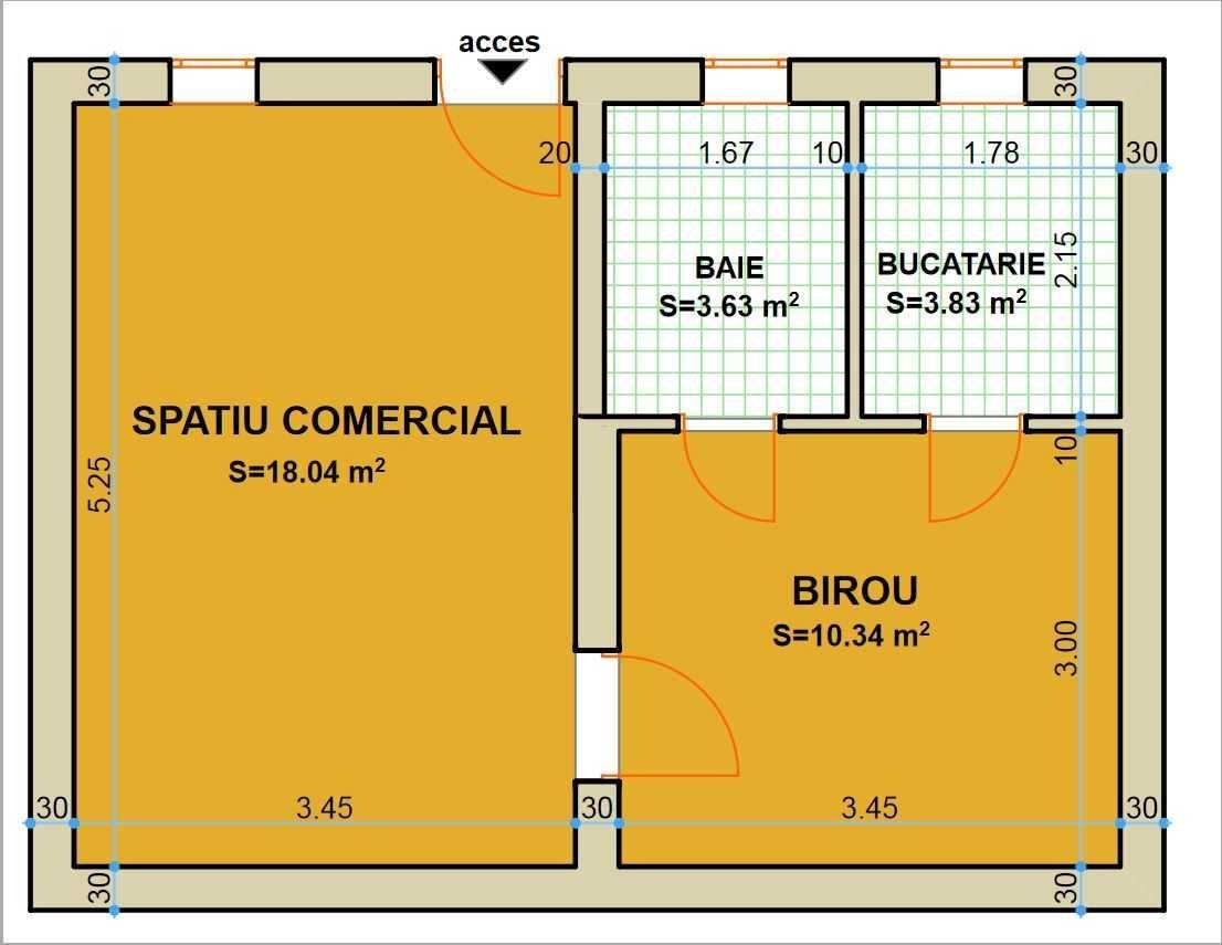 Spațiu comercial parter pretabil apartament 2 camere
