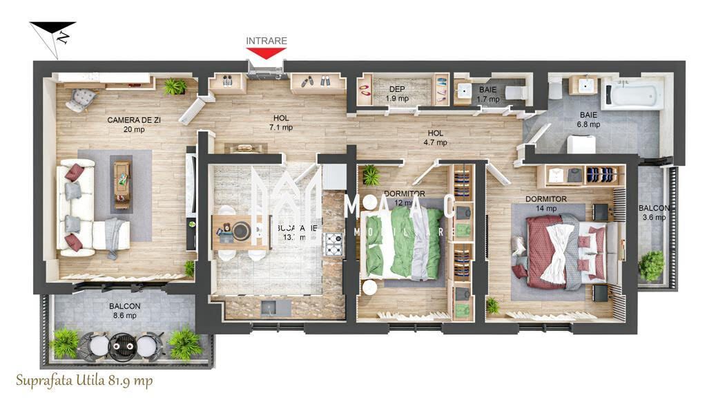 Apartament 3 camere I Decomandat I 2 balcoane I Hipodrom
