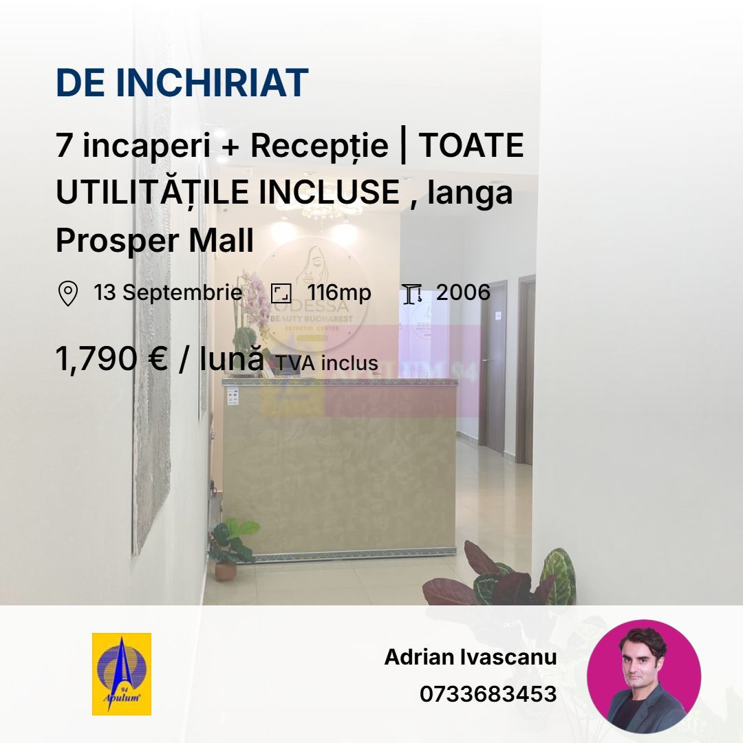 Spațiu birou/ideal servicii – TOATE UTILITĂȚILE INCLUSE langa Prosper