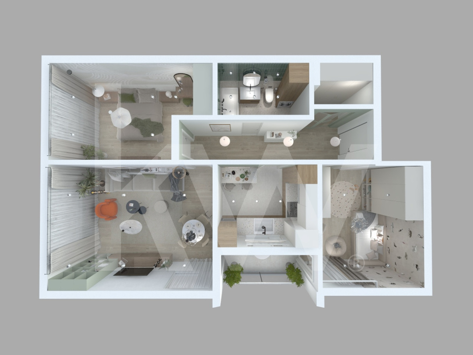 Apartament 3 camere 72,07 mp