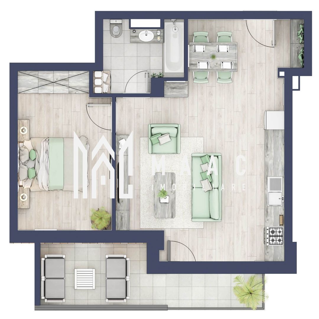 Apartament 2 camere | Etaj 1 | Balcon 9.5 mp | Turnisor