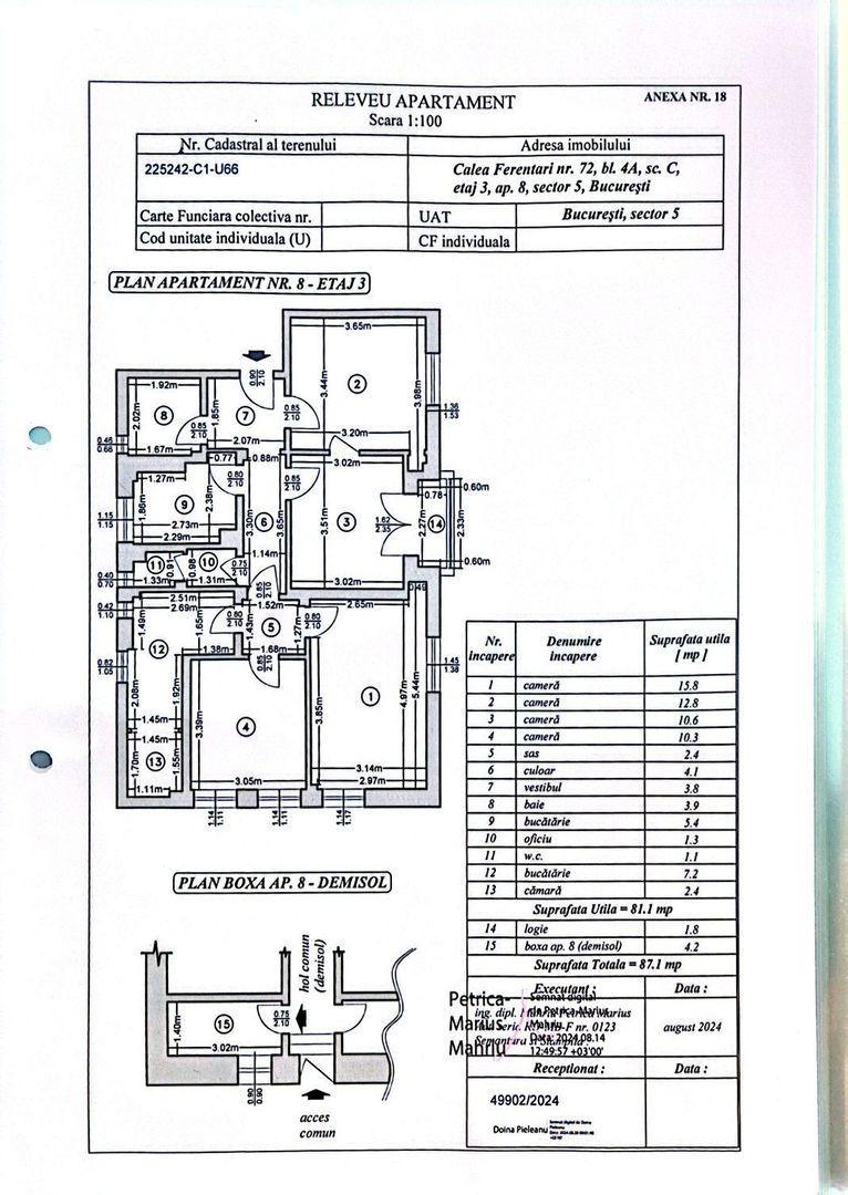 Apartament 4 camere /Boxa /Calea Ferentari 72 /Sector 5 /Proprietar