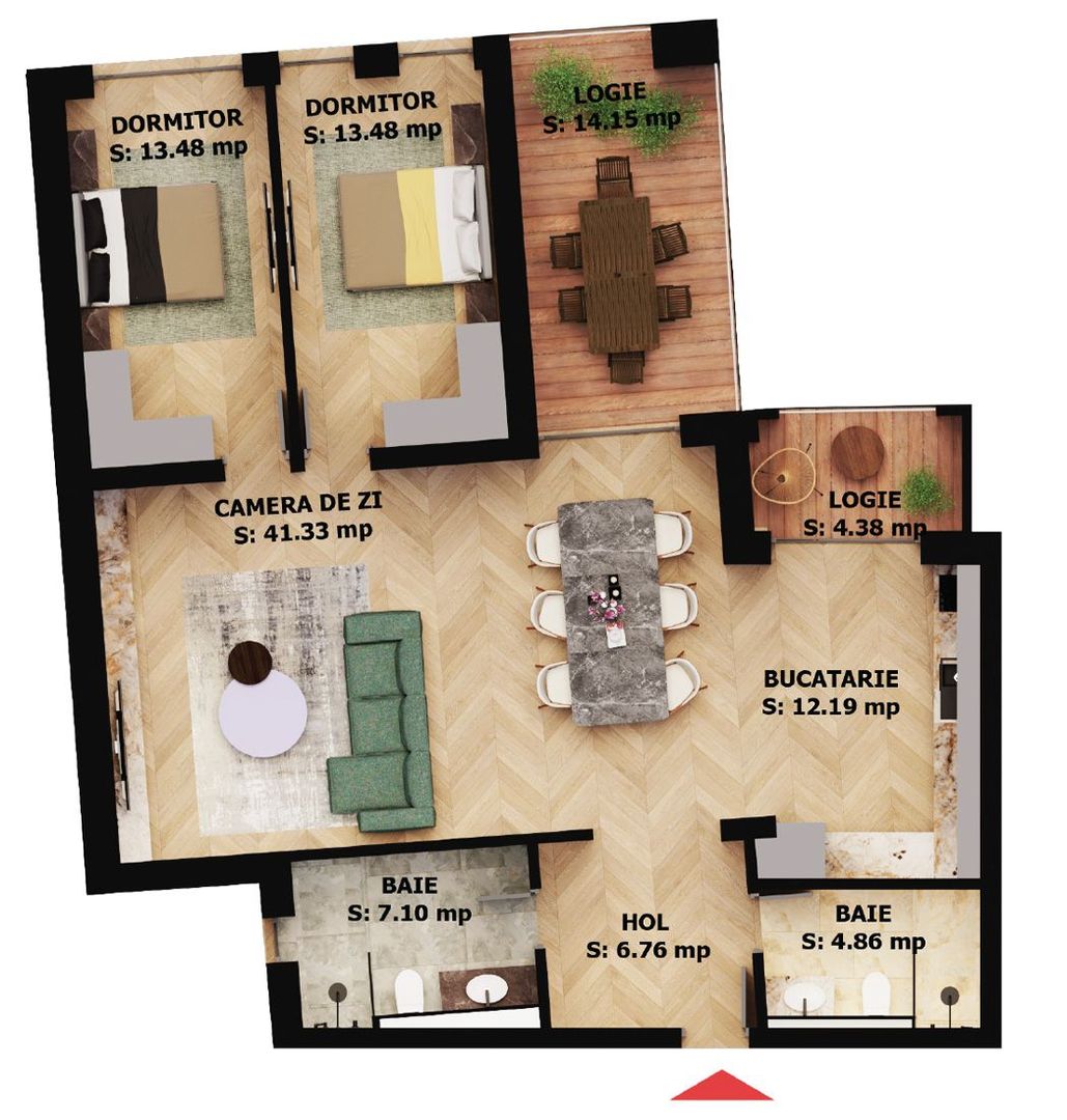 Apartament nou, 3 camere, 271 500 Euro. Comision 0.