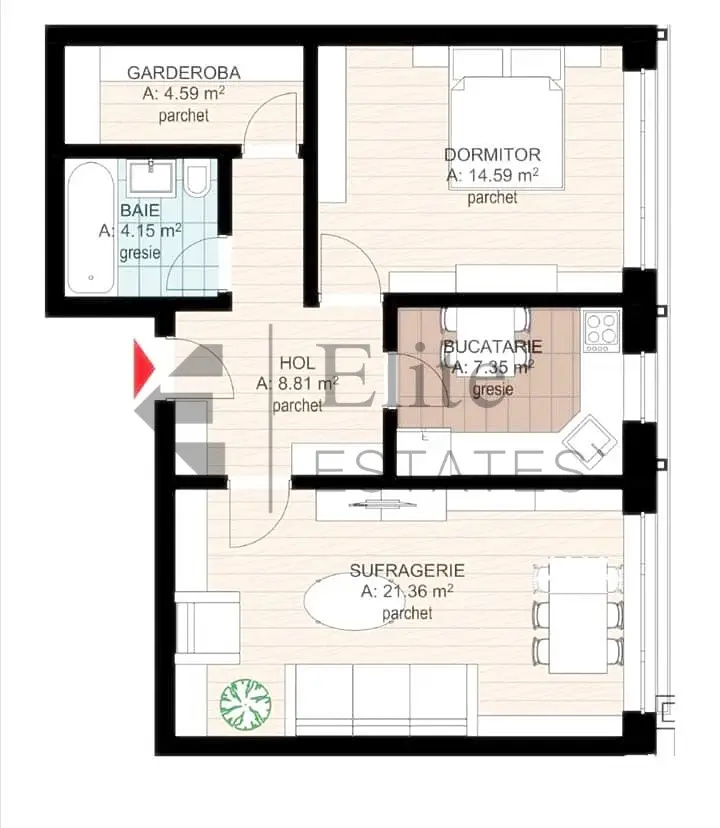 Apartament 2 camere de vanzare în bloc nou