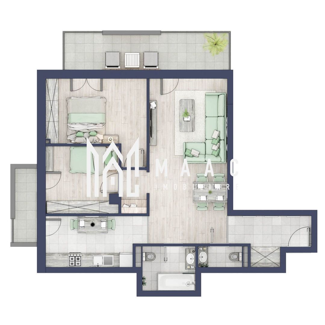 Apartament 3 camere | Balcoane 15.1 mp | Etaj 1 | Turnisor
