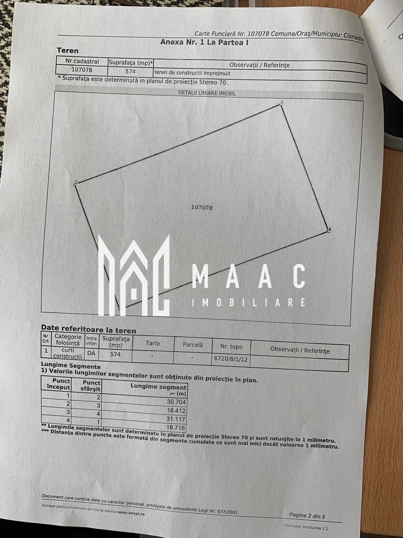 Teren intravilan 574 mp | Central, Cisnădie | zonă ultracentrală