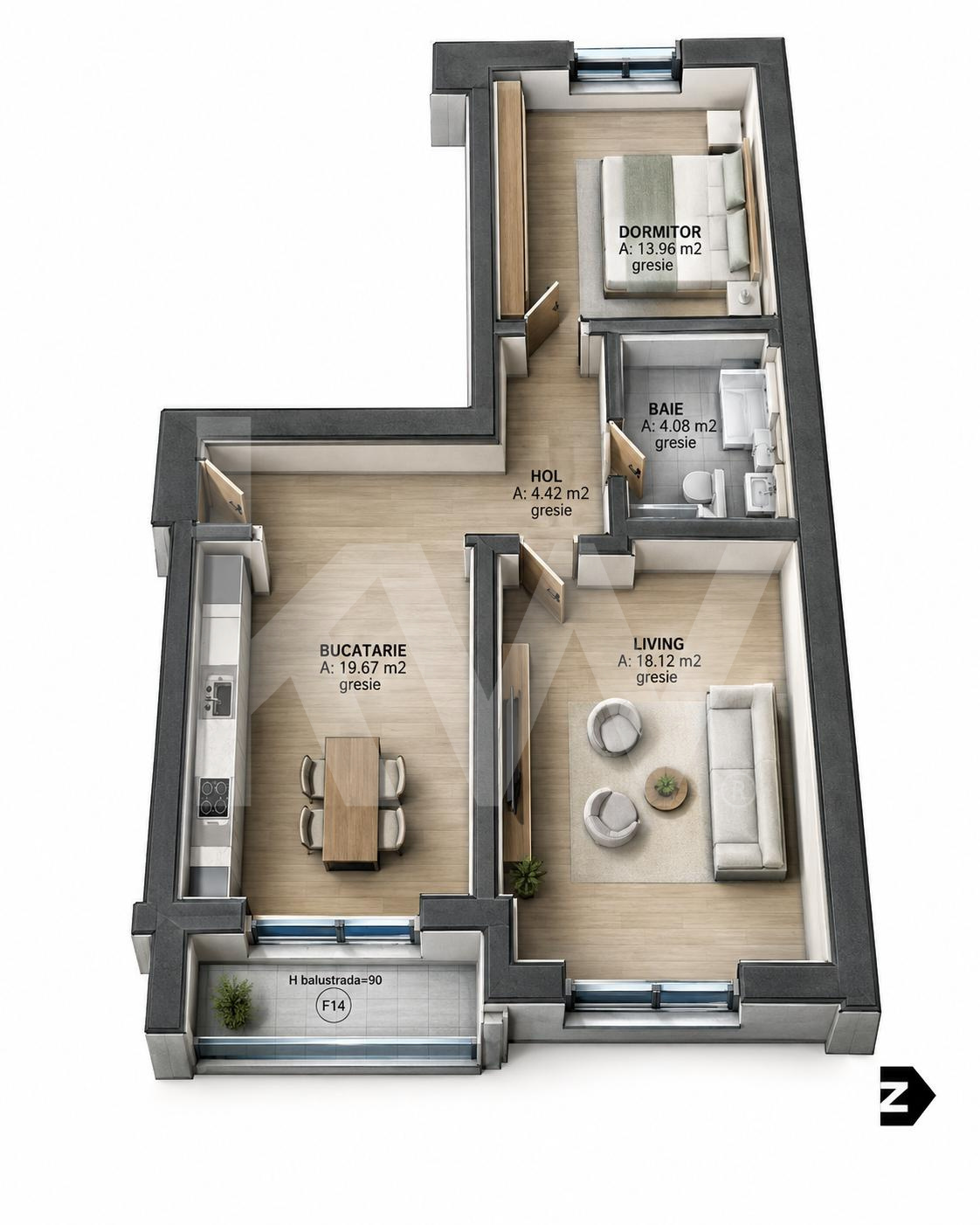 Apartament 2 camere, decomandat si balcon, Selimbar, bloc nou