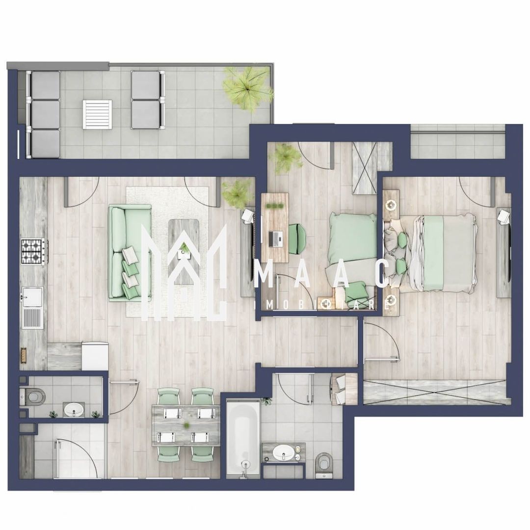 Apartament 3 camere | Balcoane 16.2 mp| Gradina ca. 63mp | Turnisor
