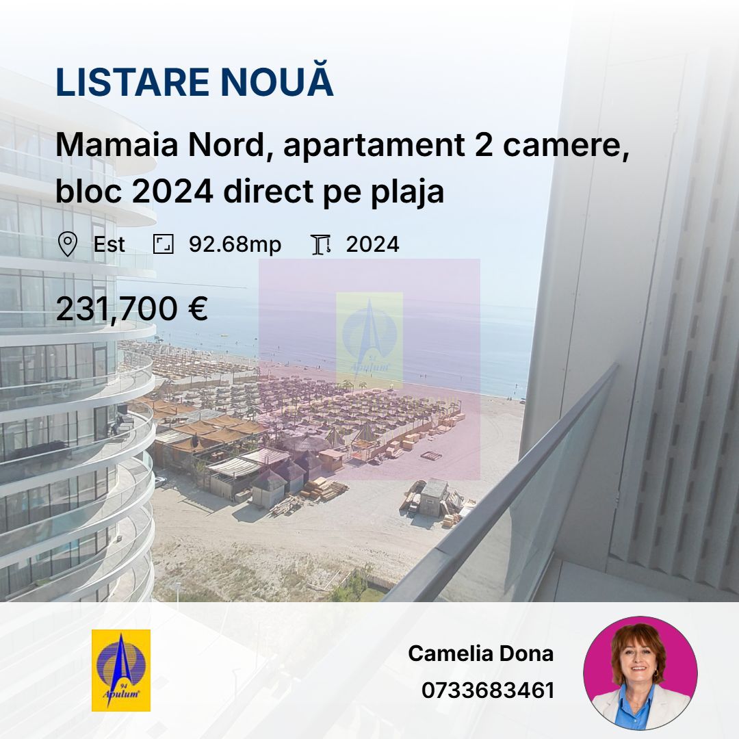 Mamaia Nord, apartament 2 camere, bloc 2024 direct pe plaja