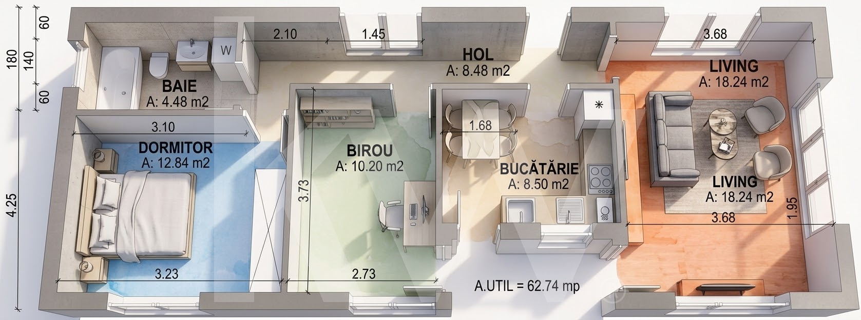 Apartament 3 camere decomandat
