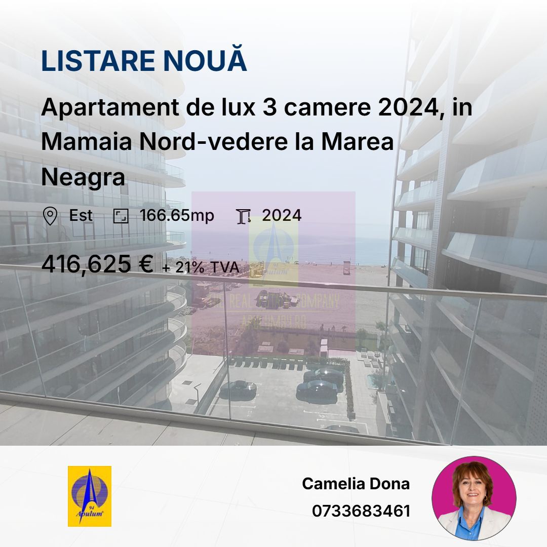 Apartament de lux 3 camere 2024, in Mamaia Nord-vedere la Marea Neagra