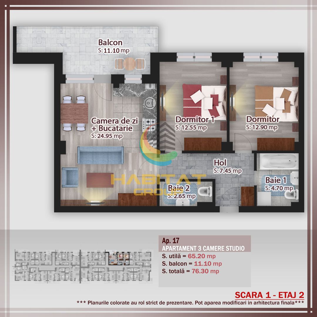 Apartament 3 camere - zona Pallady