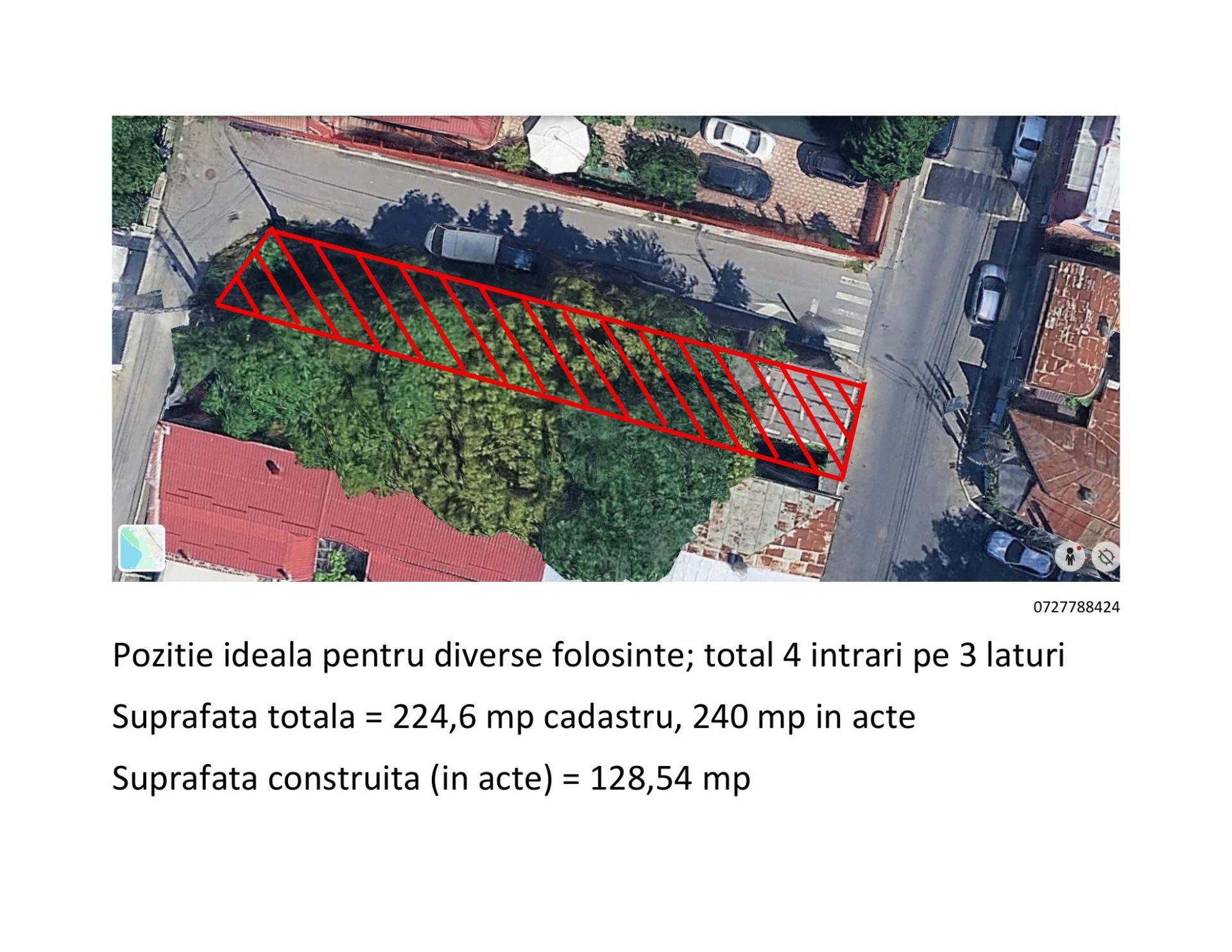 Sector 1 | Teren 225 mp | Deschidere pe 3 laturi | 50 m Front stradal | Gara de Nord