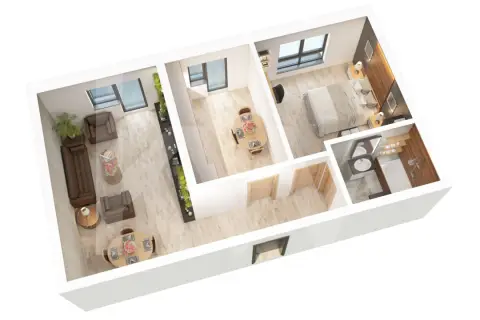 Apartament 2 camere - 56.15mp utili + balcon 6.7mp - Doamna Stanca