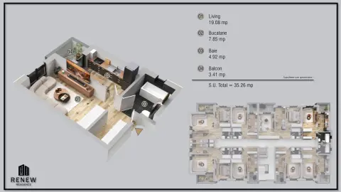 Garsoniera in zona Militari Residence finalizare aprilie 2026