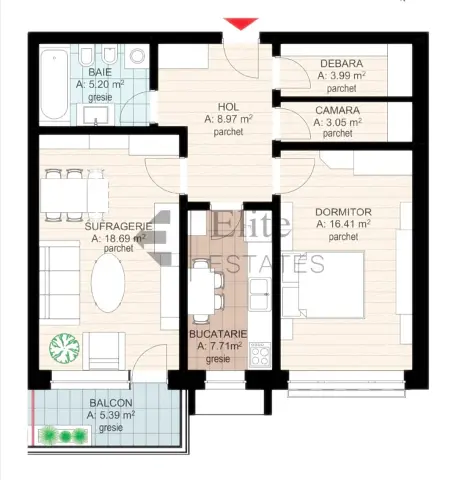 Apartament 2 camere de vanzare în bloc nou