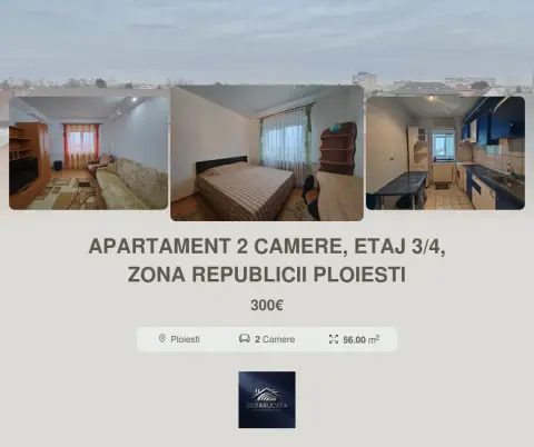 Apartament 2 camere, decomandat, etaj intermediar, zona Republicii, Ploiești