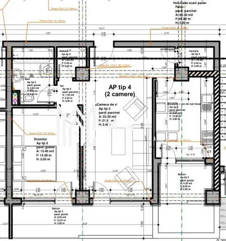 Apartament 2 camere | 66,45 MPU | 2 Balcoane | Veterani