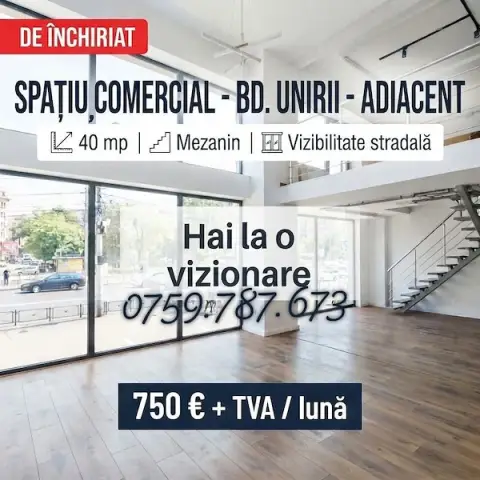 Spațiu comercial   40 mp | Bd Unirii adiacent