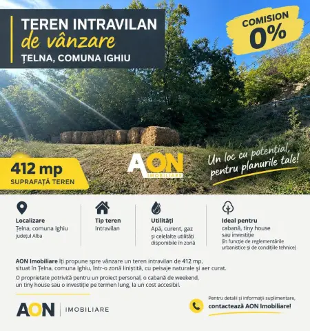 Teren Intravilan | 412 mp | Telna, Comuna Ighiu