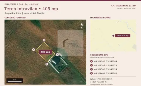 Teren intravilan 405 mp + cotă din drumul de acces | Bragadiru
