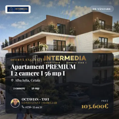 Apartament PREMIUM I 2 camere I 56 mp I balcon 11,53 mp I finisat I