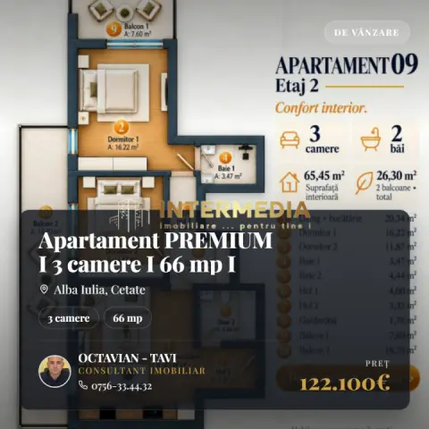 Apartament PREMIUM I 3 camere I 66 mp I finisaje de inalta calitate I