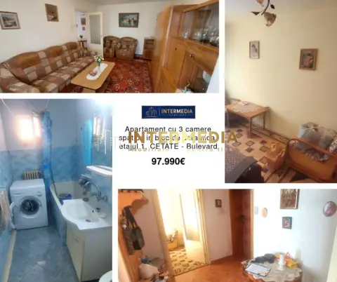 Apartament cu 3 camere spatios in bloc de caramida, etajul 1, CETATE - Bulevard