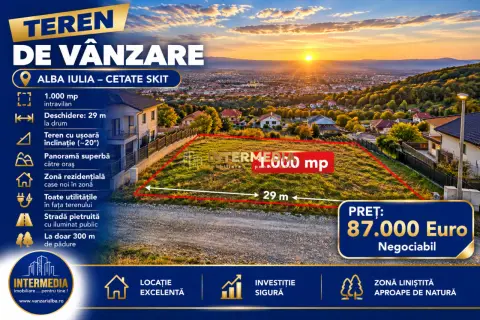 TerenI Intravilan 1000 mp. Deschidere 28 m. CETATE SKIT