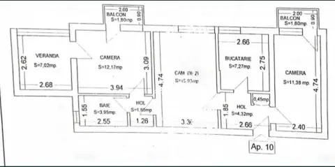 Vand ap 3 camere dressing generos