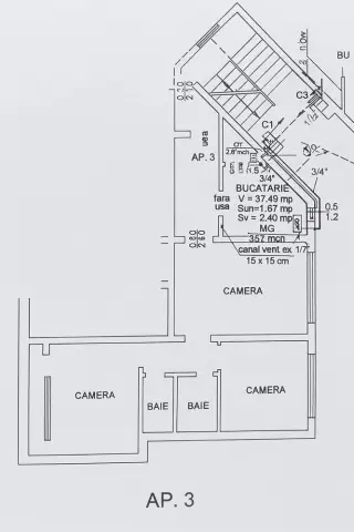 BRASADAS vinde ap 3 cam etaj P/4 în Micro 16.