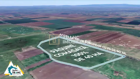 Teren PASUNE de 40ha, Comasat 100%, cu FS de 961 ml la Drumul European