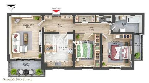 Apartament 3 camere I Decomandat I 2 balcoane I Hipodrom